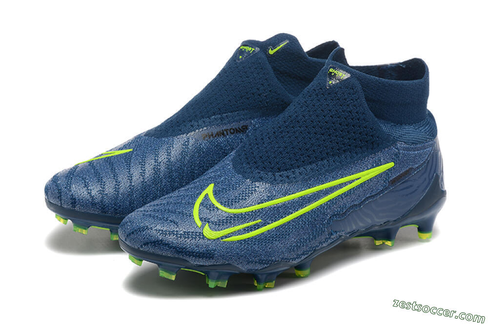 Nike Phantom GX Elite FG High-Tops Soccer Cleats - Blue/Yellow 5