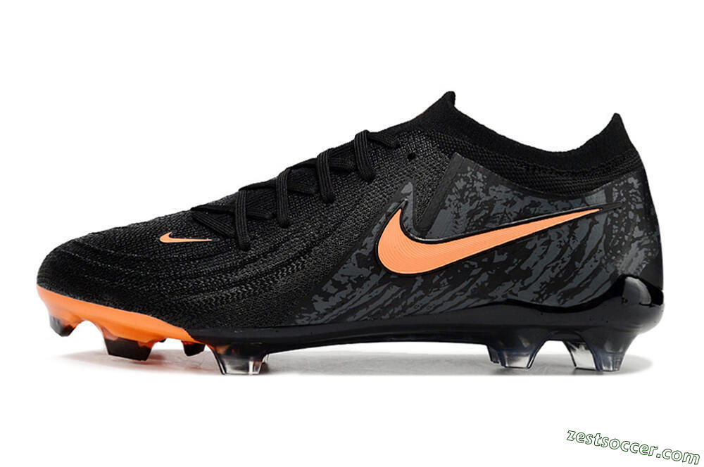 Nike Phantom Luna Elite FG Low-Tops Soccer Cleats - Black/Orange/Grey 2