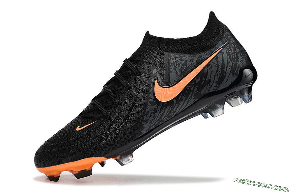 Nike Phantom Luna Elite FG Low-Tops Soccer Cleats - Black/Orange/Grey 5