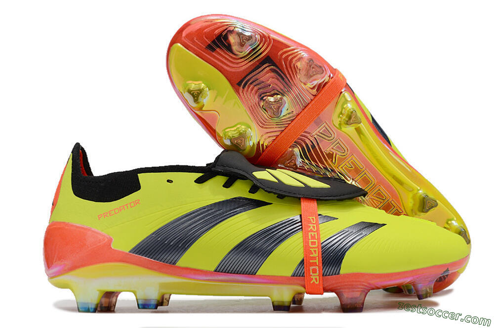 Adidas Predator Elite Foldover Tongue FG Low-Tops Soccer Cleats - Yellow/Black/Red 0