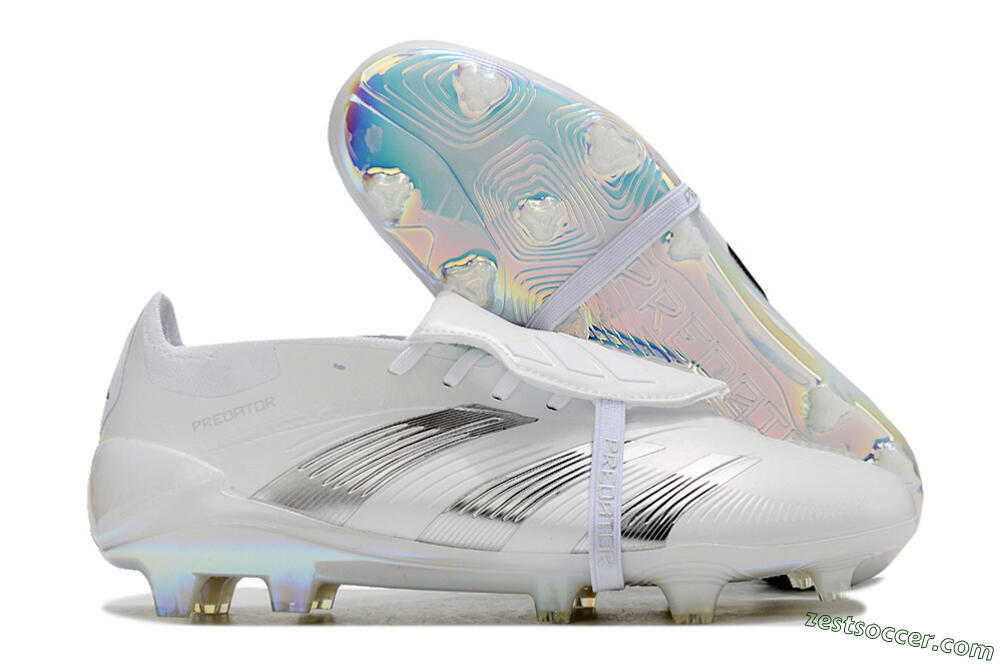 Adidas Predator Elite Foldover Tongue FG Low-Tops Soccer Cleats - Beige/White/Silver 0