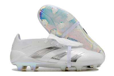 Adidas Predator Elite Foldover Tongue FG Low-Tops Soccer Cleats - Beige/White/Silver