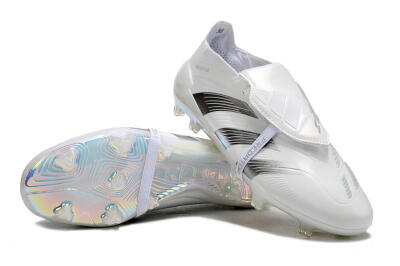 Adidas Predator Elite Foldover Tongue FG Low-Tops Soccer Cleats - Beige/White/Silver