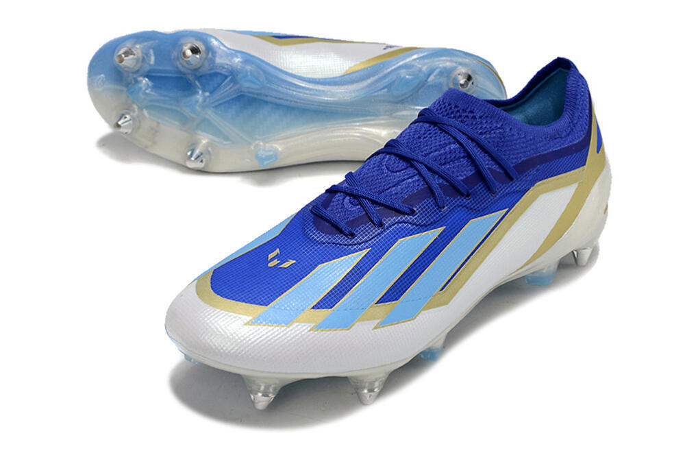 Adidas X Crazyfast.1 Messi SG Low-Tops Soccer Cleats - Blue/Jade/Gold/White 3