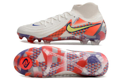 Nike Phantom Luna Elite NU FG High-Tops Soccer Cleats - White/Red/Yellow/Blue
