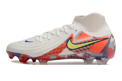 Nike Phantom Luna Elite NU FG High-Tops Soccer Cleats - White/Red/Yellow/Blue