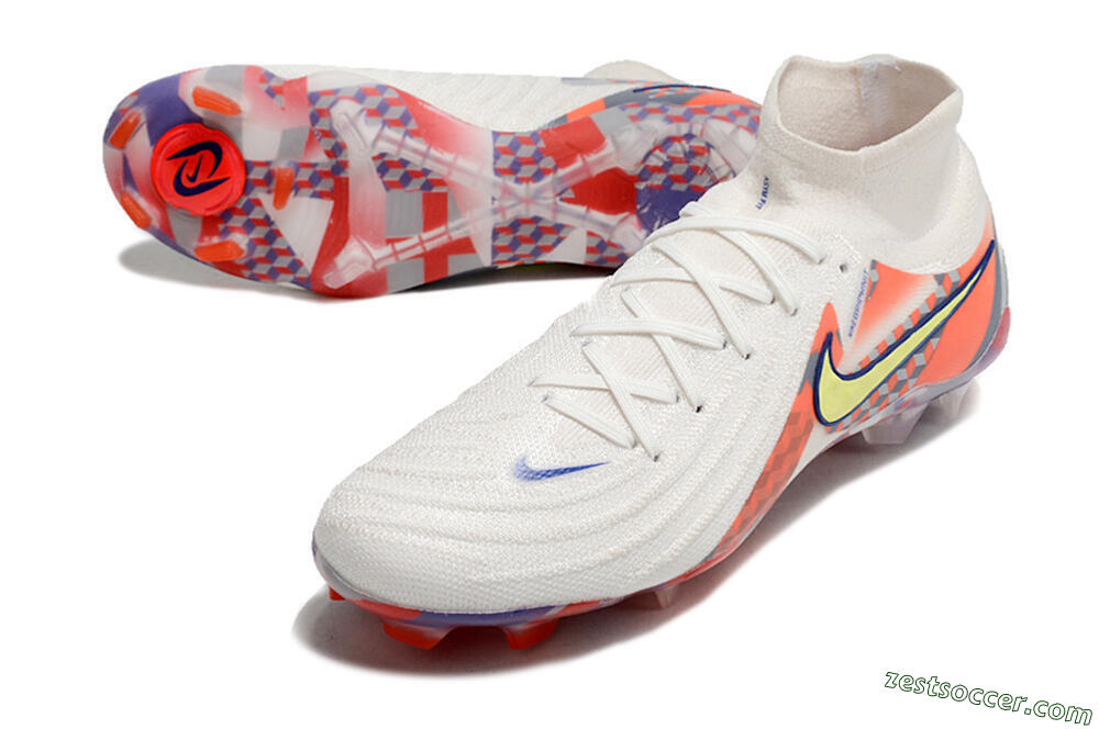 Nike Phantom Luna Elite NU FG High-Tops Soccer Cleats - White/Red/Yellow/Blue 3