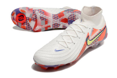 Nike Phantom Luna Elite NU FG High-Tops Soccer Cleats - White/Red/Yellow/Blue
