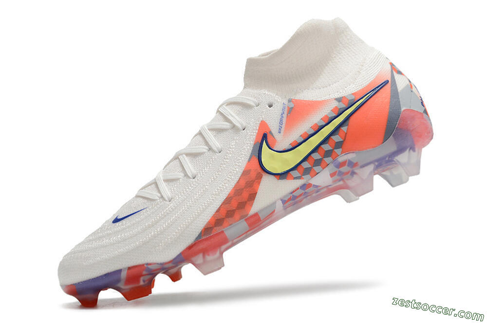 Nike Phantom Luna Elite NU FG High-Tops Soccer Cleats - White/Red/Yellow/Blue 5