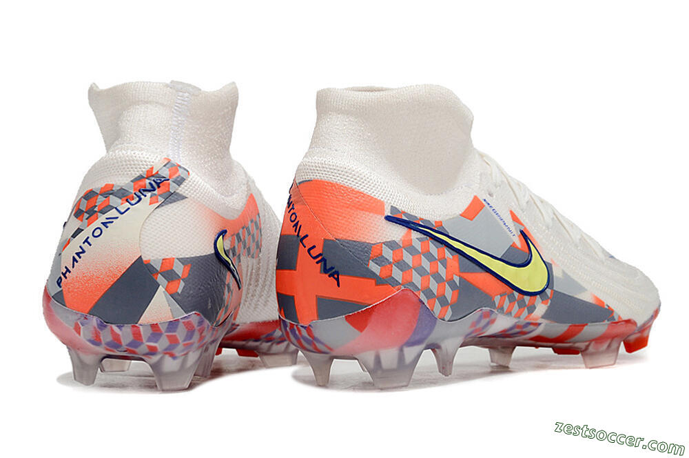 Nike Phantom Luna Elite NU FG High-Tops Soccer Cleats - White/Red/Yellow/Blue 6