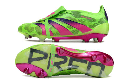 Adidas Predator Elite Foldover Tongue FG Low-Tops Soccer Cleats - Green/Pink/Purple/Yellow