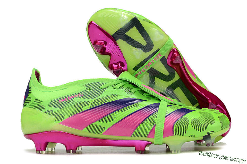 Adidas Predator Elite Foldover Tongue FG Low-Tops Soccer Cleats - Green/Pink/Purple/Yellow 0