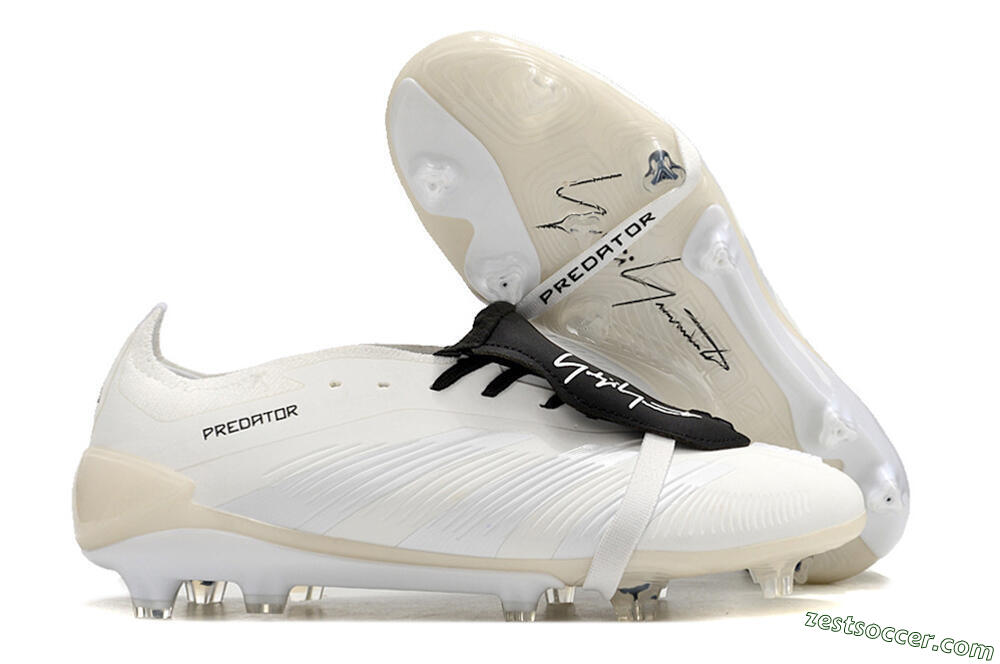 Adidas Predator Elite Foldover Tongue FG Low-Tops Soccer Cleats - Beige/Black/White 0