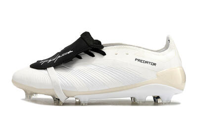 Adidas Predator Elite Foldover Tongue FG Low-Tops Soccer Cleats - Beige/Black/White