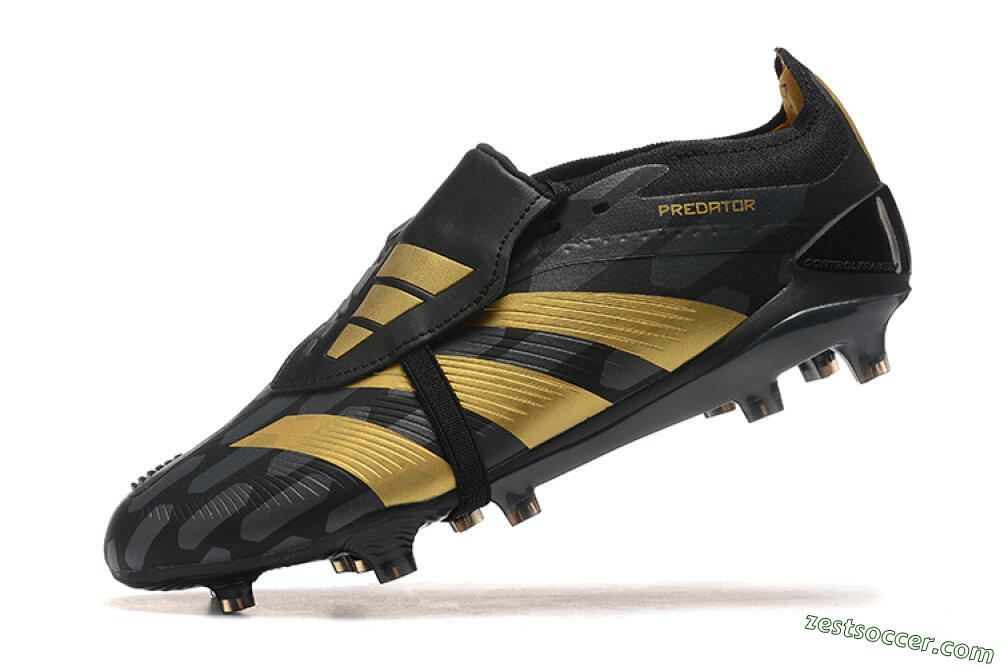 Adidas Predator Elite Foldover Tongue FG Low-Tops Soccer Cleats - Black/Gold 9
