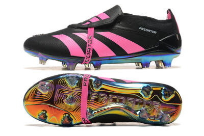 Adidas Predator Elite Foldover Tongue FG Low-Tops Soccer Cleats - Black/Pink