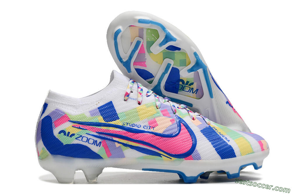 Nike Air Zoom Mercurial Vapor 15 Elite FG Low-Tops Soccer Cleats - White/Rainbow 0