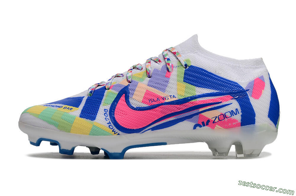 Nike Air Zoom Mercurial Vapor 15 Elite FG Low-Tops Soccer Cleats - White/Rainbow 2
