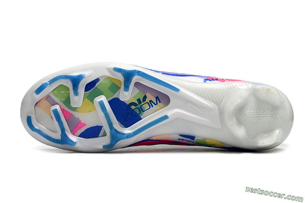 Nike Air Zoom Mercurial Vapor 15 Elite FG Low-Tops Soccer Cleats - White/Rainbow 4