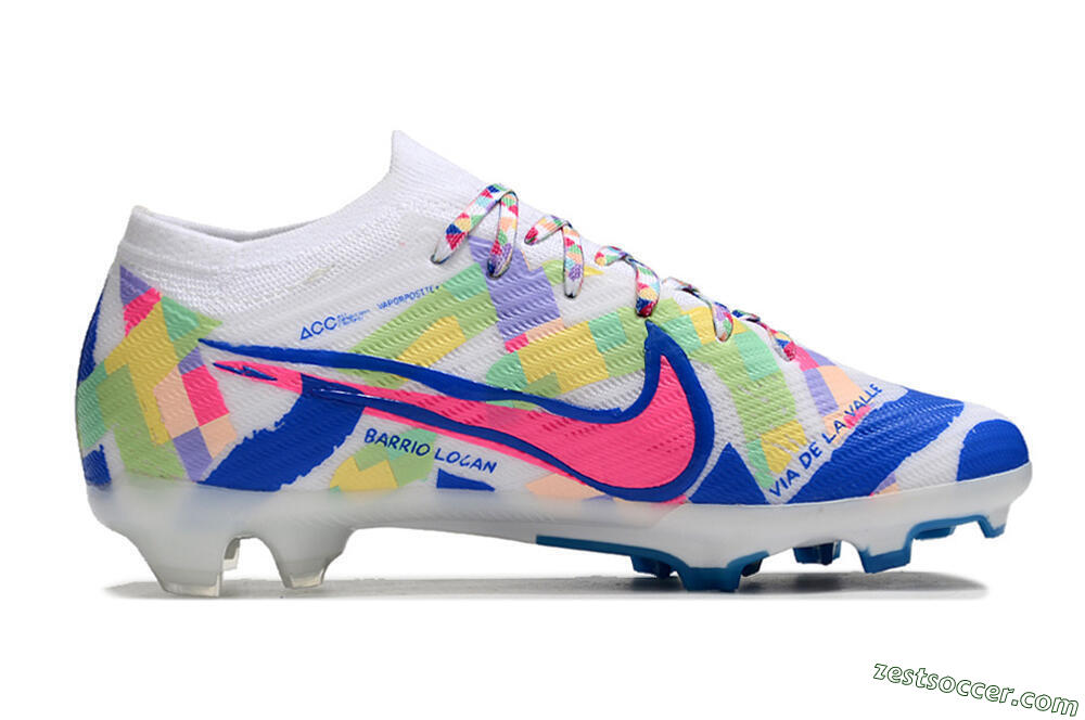Nike Air Zoom Mercurial Vapor 15 Elite FG Low-Tops Soccer Cleats - White/Rainbow 5