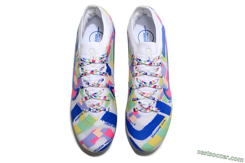 Nike Air Zoom Mercurial Vapor 15 Elite FG Low-Tops Soccer Cleats - White/Rainbow 6