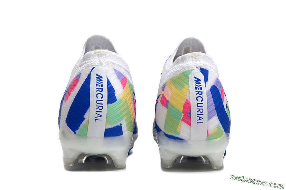 Nike Air Zoom Mercurial Vapor 15 Elite FG Low-Tops Soccer Cleats - White/Rainbow 7