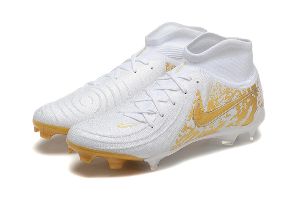 Nike Phantom Luna Elite NU FG High-Tops Soccer Cleats - White/Gold 5