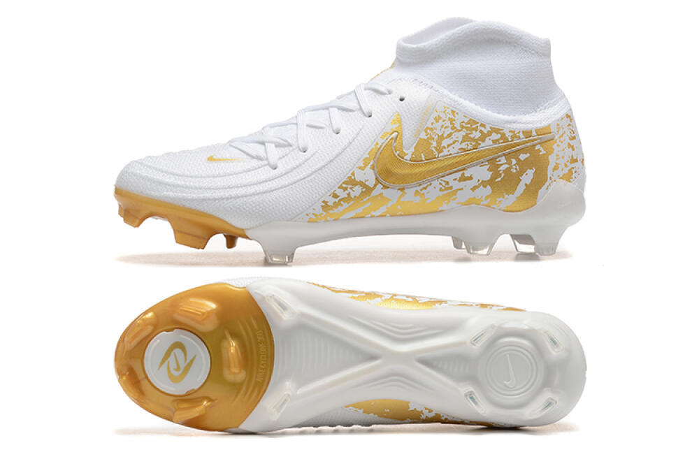 Nike Phantom Luna Elite NU FG High-Tops Soccer Cleats - White/Gold 1
