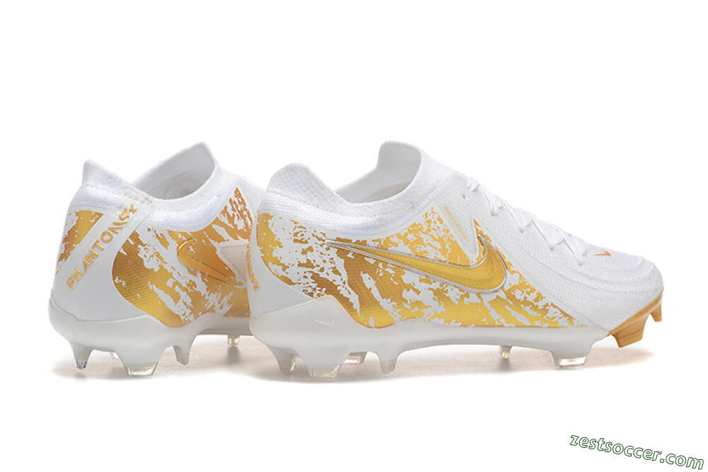 Nike Phantom Luna Elite NU FG Low-Tops Soccer Cleats - White/Gold 9