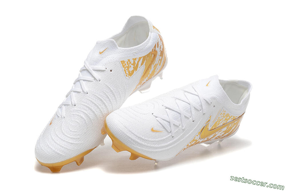 Nike Phantom Luna Elite NU FG Low-Tops Soccer Cleats - White/Gold 5