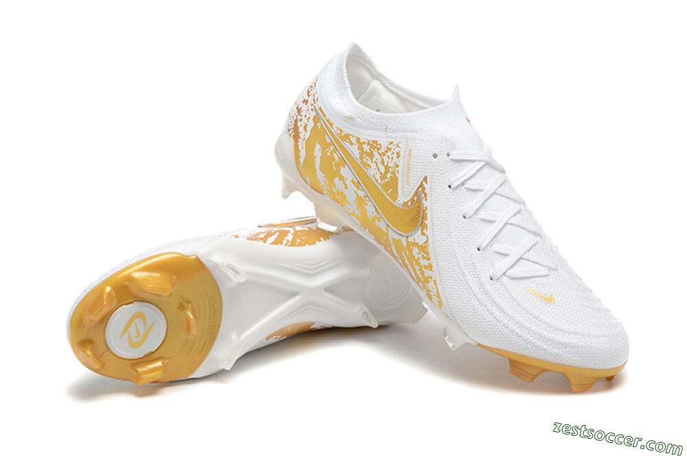 Nike Phantom Luna Elite NU FG Low-Tops Soccer Cleats - White/Gold 4