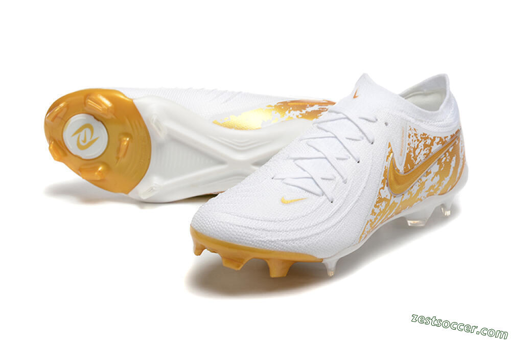 Nike Phantom Luna Elite NU FG Low-Tops Soccer Cleats - White/Gold 3