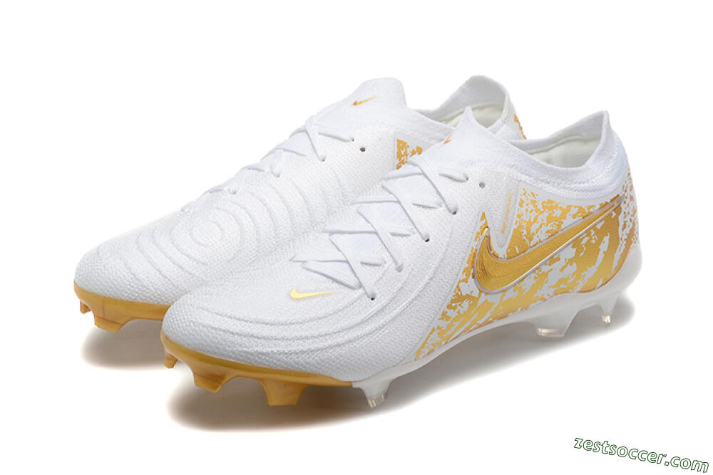 Nike Phantom Luna Elite NU FG Low-Tops Soccer Cleats - White/Gold 8