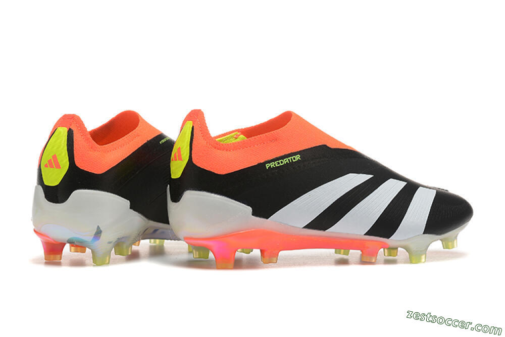 Adidas Predator Accuracy+ Laceless FG Low-Tops Soccer Cleats - Black/White/Orange 8