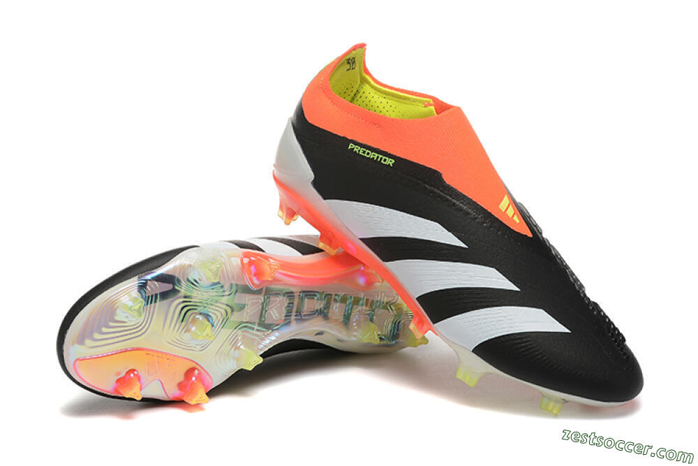 Adidas Predator Accuracy+ Laceless FG Low-Tops Soccer Cleats - Black/White/Orange 2
