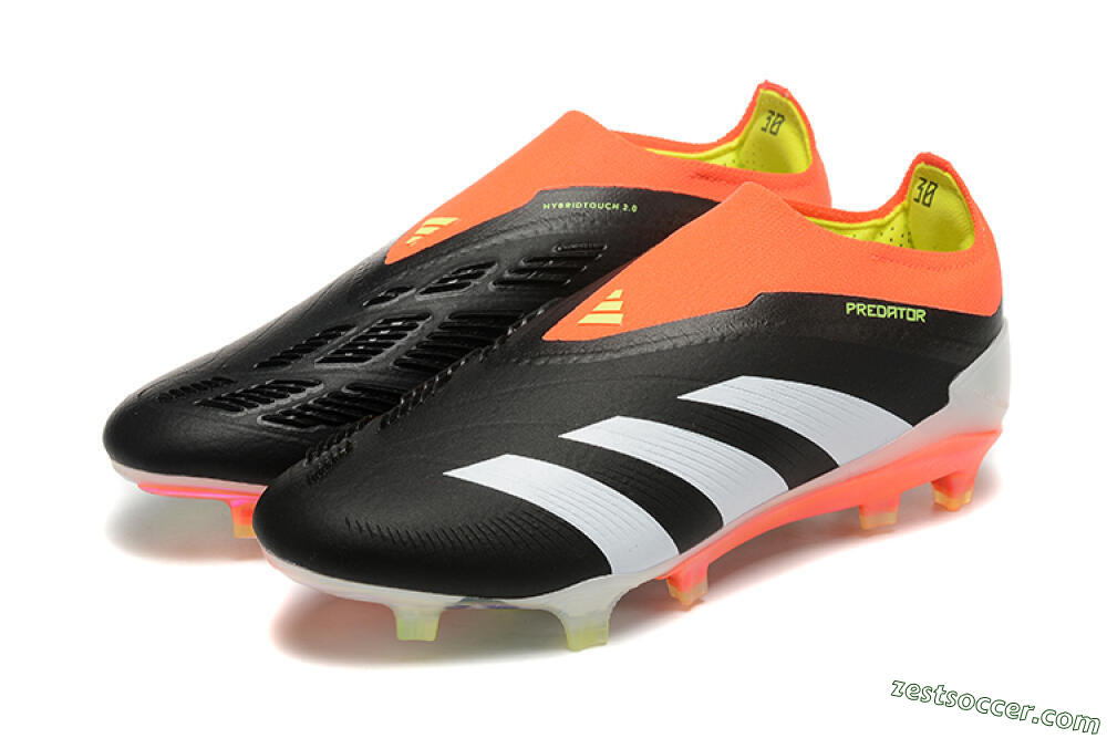 Adidas Predator Accuracy+ Laceless FG Low-Tops Soccer Cleats - Black/White/Orange 4