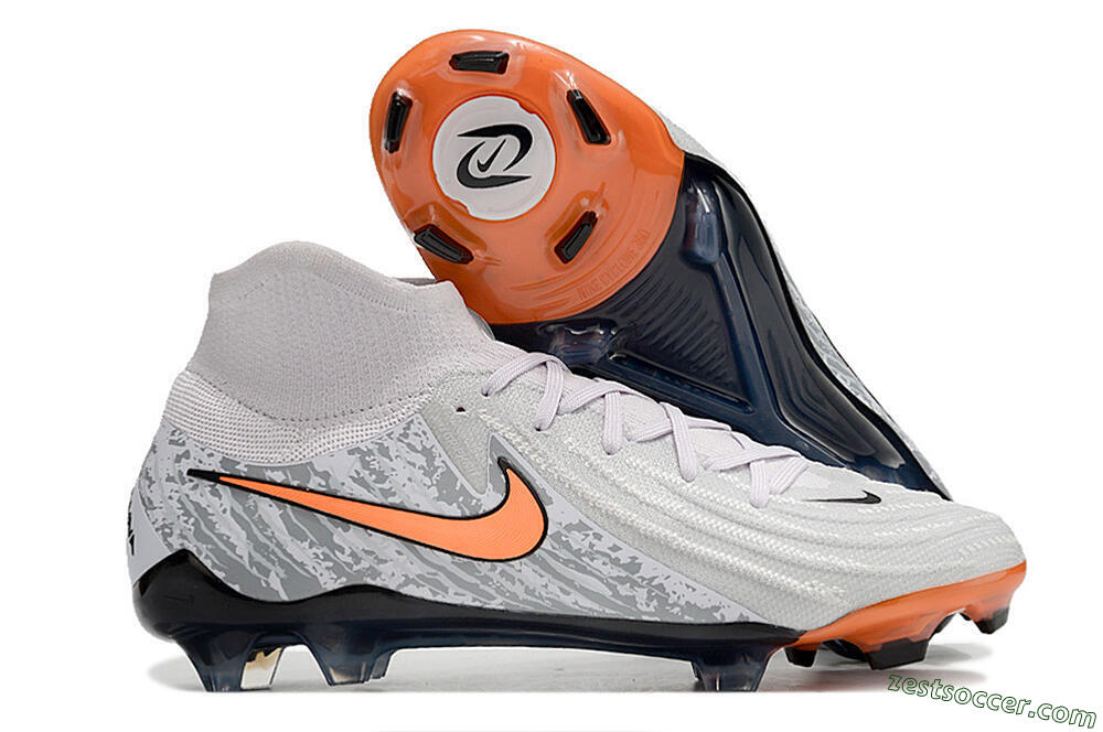 Nike Phantom Luna Elite NU FG High-Tops Soccer Cleats - Grey/Orange/Black 0