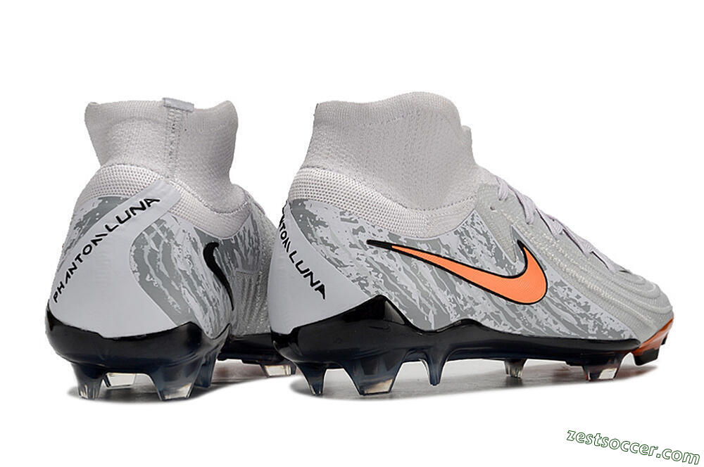 Nike Phantom Luna Elite NU FG High-Tops Soccer Cleats - Grey/Orange/Black 6