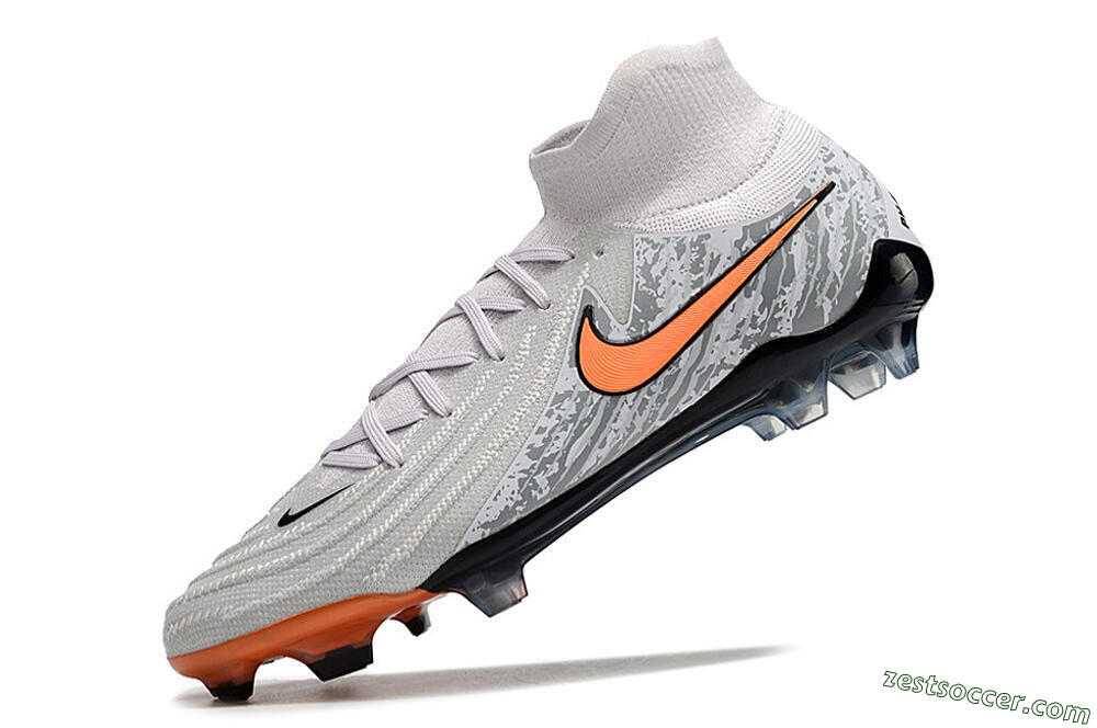Nike Phantom Luna Elite NU FG High-Tops Soccer Cleats - Grey/Orange/Black 5