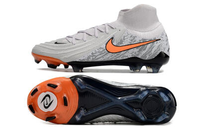 Nike Phantom Luna Elite NU FG High-Tops Soccer Cleats - Grey/Orange/Black