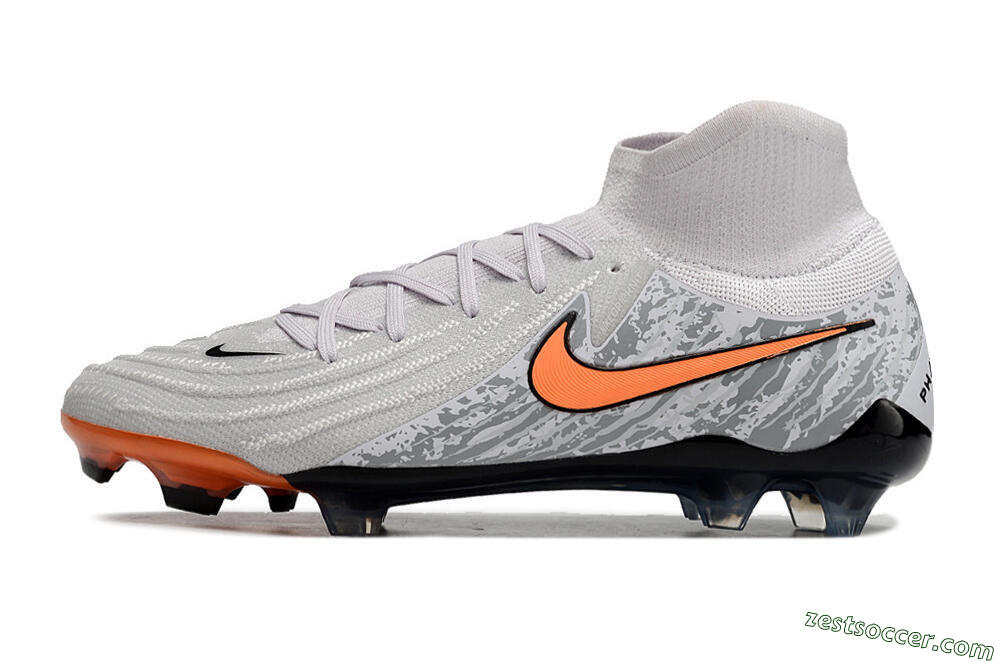 Nike Phantom Luna Elite NU FG High-Tops Soccer Cleats - Grey/Orange/Black 2