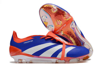 Adidas Predator Elite Foldover Tongue FG Low-Tops Soccer Cleats - Blue/White/Red