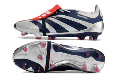 Adidas Predator Elite Foldover Tongue FG Low-Tops Soccer Cleats - Silver/Black/Red