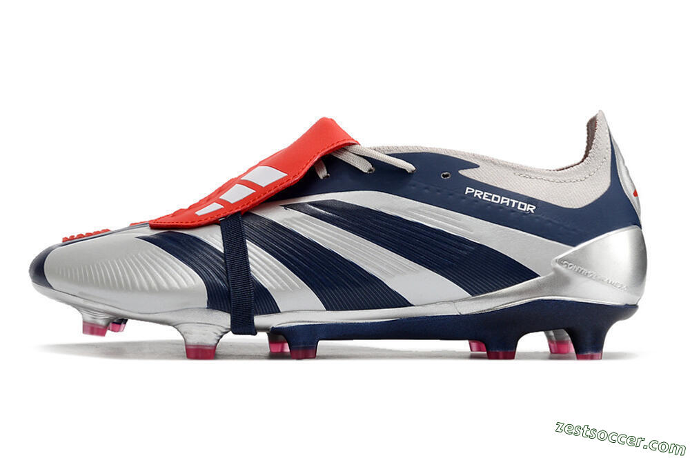 Adidas Predator Elite Foldover Tongue FG Low-Tops Soccer Cleats - Silver/Black/Red 2
