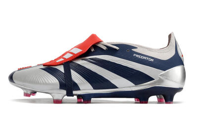 Adidas Predator Elite Foldover Tongue FG Low-Tops Soccer Cleats - Silver/Black/Red