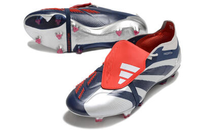 Adidas Predator Elite Foldover Tongue FG Low-Tops Soccer Cleats - Silver/Black/Red