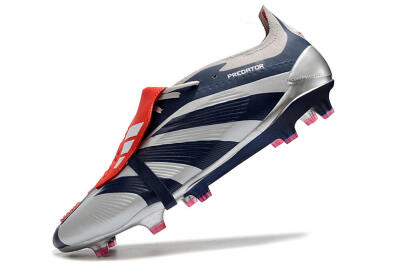 Adidas Predator Elite Foldover Tongue FG Low-Tops Soccer Cleats - Silver/Black/Red
