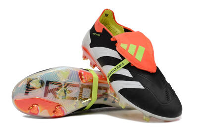 Adidas Predator Elite Foldover Tongue FG Low-Tops Soccer Cleats - Black/White/Orange