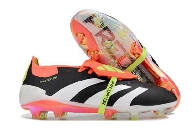 Adidas Predator Elite Foldover Tongue FG Low-Tops Soccer Cleats - Black/White/Orange