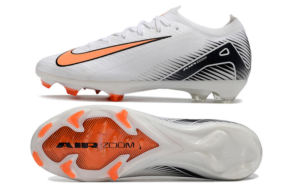 Nike Air Zoom Mercurial Vapor 16 Elite FG Low-Tops Soccer Cleats - White/Orange/Black 1